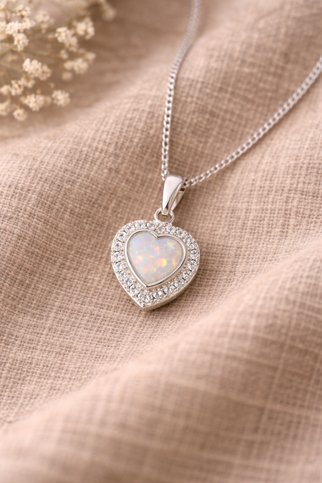 Sterling Silver Heart Keepsake Pendant with CZ Detail