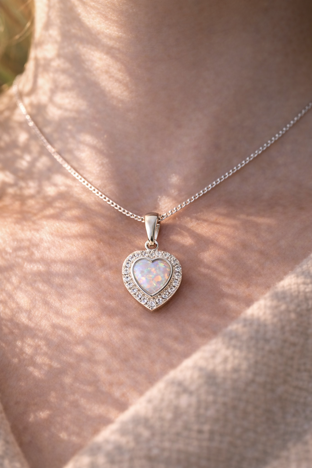Sterling Silver Heart Keepsake Pendant with CZ Detail