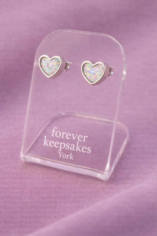 Sterling Silver Heart Keepsake Stud Earrings