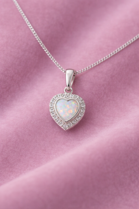Sterling Silver Heart Keepsake Pendant with CZ Detail