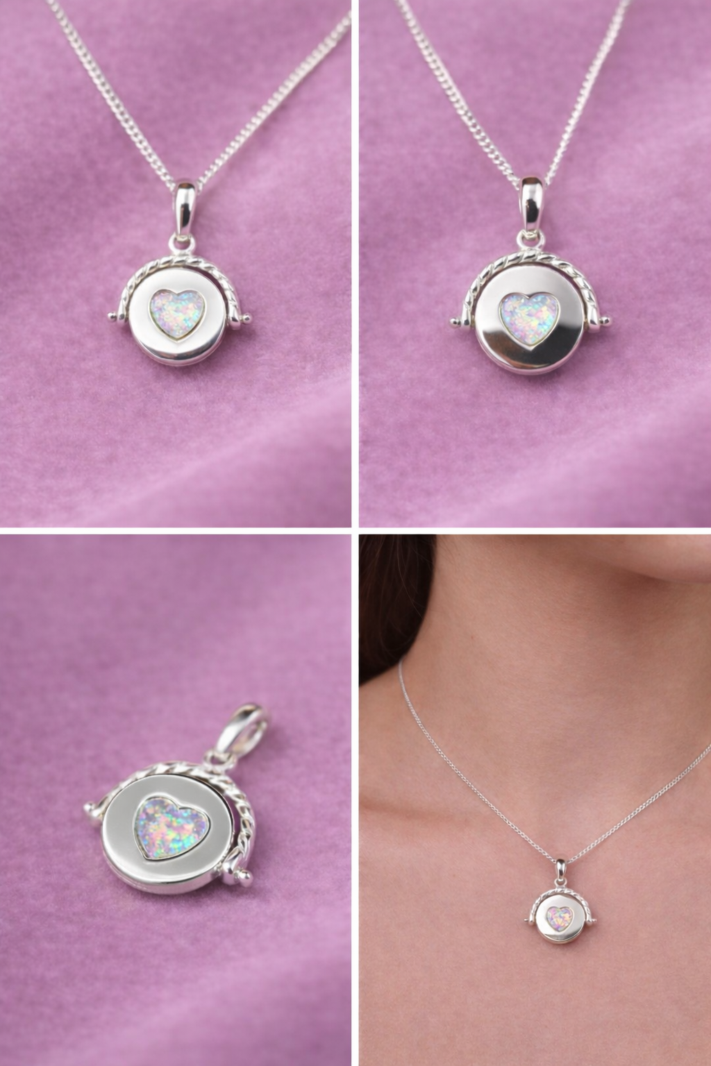 Sterling Silver Spinning Heart Fob Keepsake Pendant