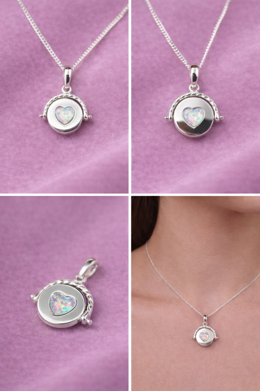 Sterling Silver Spinning Heart Fob Keepsake Pendant