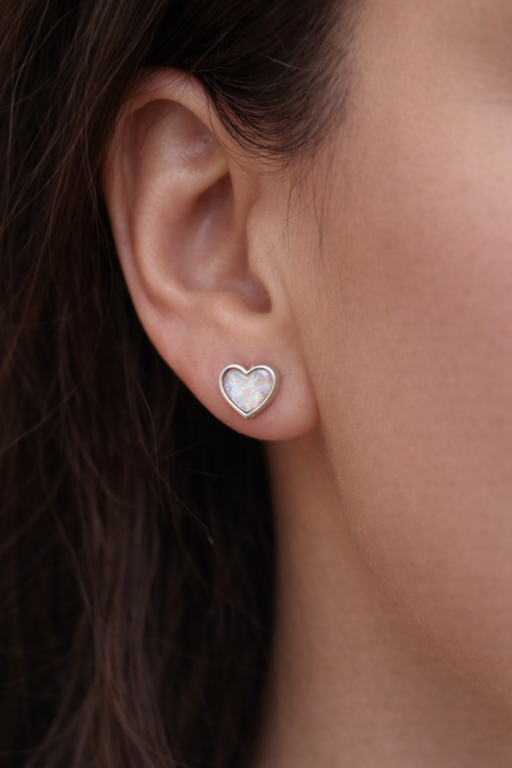 Sterling Silver Heart Keepsake Stud Earrings