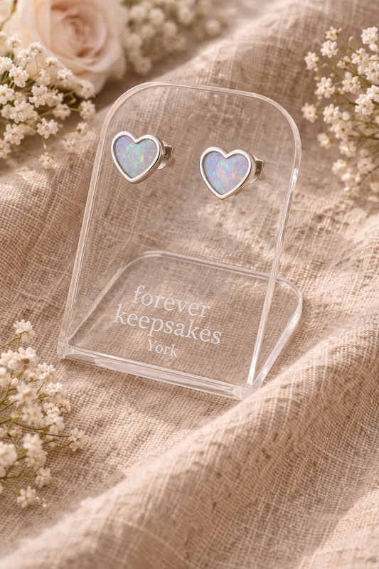 Sterling Silver Heart Keepsake Stud Earrings